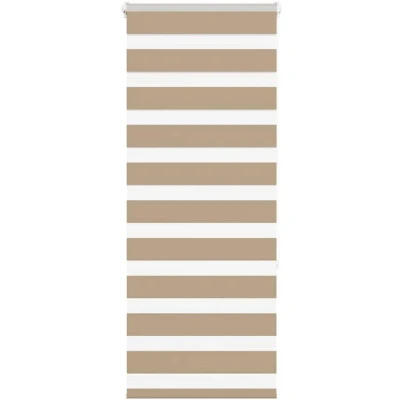 Image of vidaXL Zebra Blind Sand Brown 55x150 cm Fabric Width 50.9 Polyester