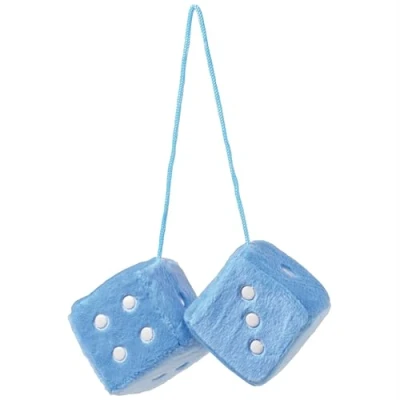 Image of Sumex Branded Home &amp; Car Mirrior Hanging Fluffy Furry Dice (Blue with White Spots)