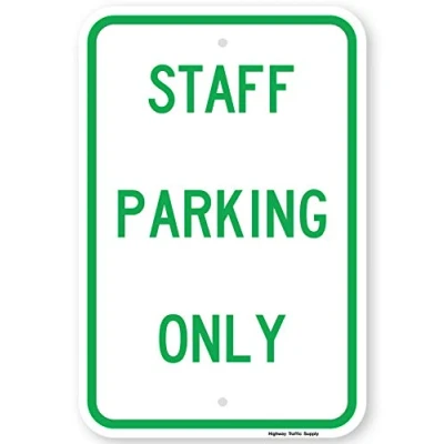 Image of Inga Staff Parking Only Sign Funny Retro Metal 8x12 inches