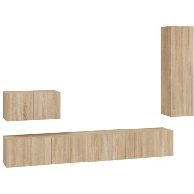 Image of vidaXL 4 Piece TV Cabinet Set Sonoma Oak Engineered Wood