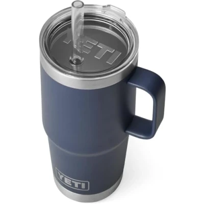 Image of YETI Rambler Straw Mug, Stainless Steel Vacuum Insulated Mug with Stronghold Lid, Navy, 25 oz (739 ml)