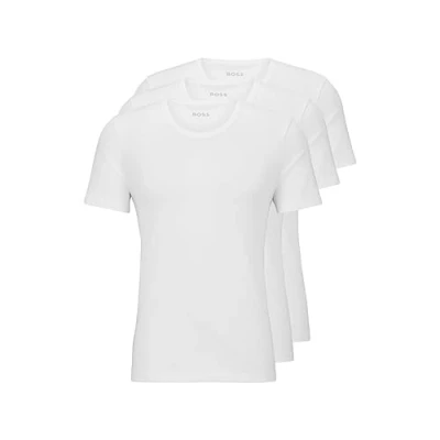 Image of Boss Hugo Men&#039;s 3 Pack Round Neck Regular Fit Short Sleeve T Shirts Underwear, White, XXL
