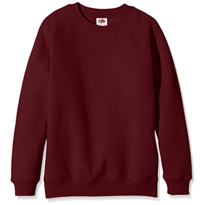 Image of Fruit of the Loom Unisex Kids Raglan Premium Sweater, Burgundy, 7 8 Years (Manufacturer Size:30)
