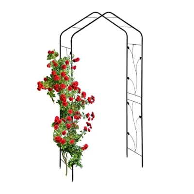 Image of Relaxdays Metal Rose Arch, Garden Arbour, HxWxD: 202 x 106 41 cm, Sturdy Climbing Support for Plants, Black