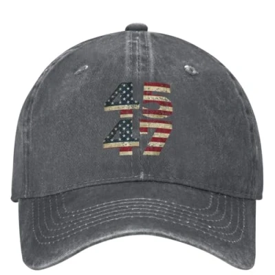 Image of ORHFHVW Baseball Cap 45 47 Trump 2024 President Fitted Retro Unisex Men Trucker Hat Sun Visors Hunting Camping s Gift Idea Birthday