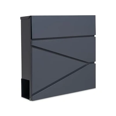 Image of Assorted Collections Wall Mounted Post Box with Newspaper Holder, Lockable 2 Keys, Modern Design, Easy to Install, 27x10.5x37 cm (Grey)