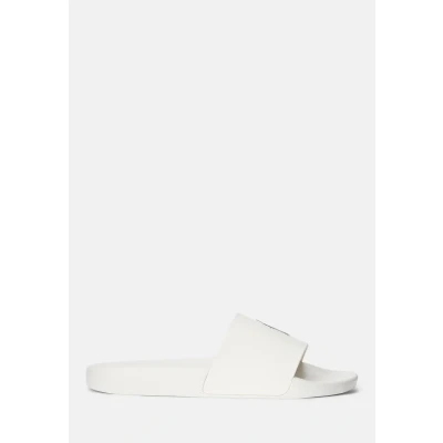Image of Polo Ralph Lauren Slide Unisex Pool slides, Size: 3.5, Deckwash white/navy Synthetics