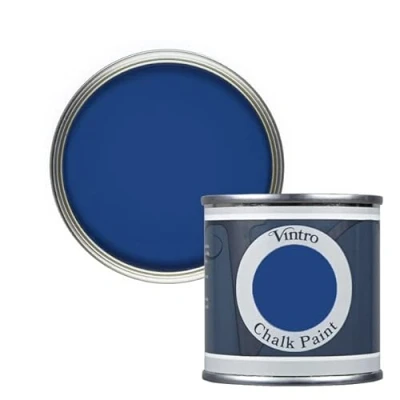 Image of Vintro Paint Dark Blue Chalk Furniture Shabby Chic Ultra Matt Finish 125ml (125ml, Northern Star Blue)