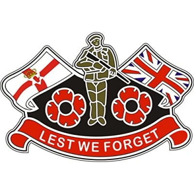 Image of Pinhead POPPY STICKER WITH ULSTER FLAG AND UNION JACK Ideal for cars, tablets, laptops, phones, scooters.(Small (you get 2 small stickers))