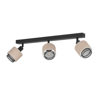 Image of EGLO Rosley downlight, length 43 cm, black/natural, 3 bulb.