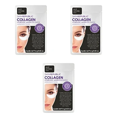 Image of Skin Republic Collagen Eye Patches, For Younger Looking Eyes, Helps with Fine Lines and Wrinkles, Reduces Dark Cirlces, Pack of 3 TRIO
