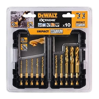 Image of Dewalt DT50050 QZ Juego de 10 Brocas Impact Torsion Titanium, Gold schwarz