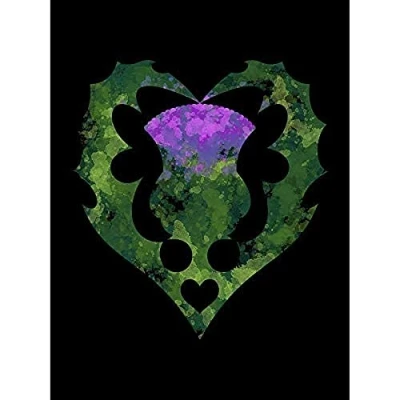 Image of Wee Blue Coo Thistle Scottish Flower Heart Unframed Art Print Poster Wall Decor 12X16 Inch