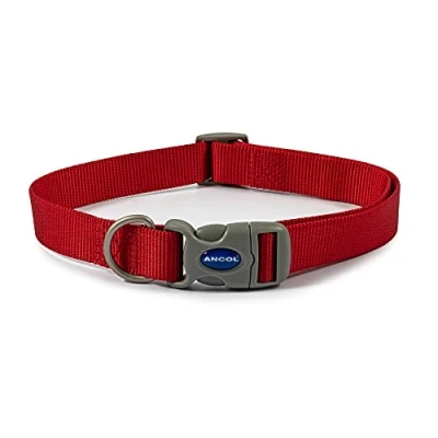 Image of Ancol Viva Adjustable Collar Red, Size 2 5/Medium Fits neck 30 50 cm, Quick Fit, Lightweight, Weather Proof