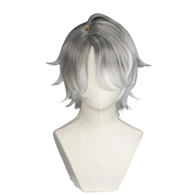 Image of Game Cosplay Wig Grey Gradient White Short Straight Side Part Halloween Party