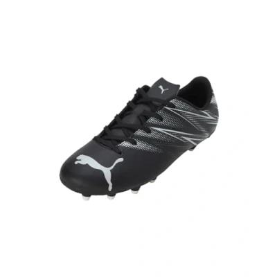 Image of Puma Attacanto FG/AG JR Unisex Astro turf trainers for kids, Size: 2, Black/silver mist Synthetics