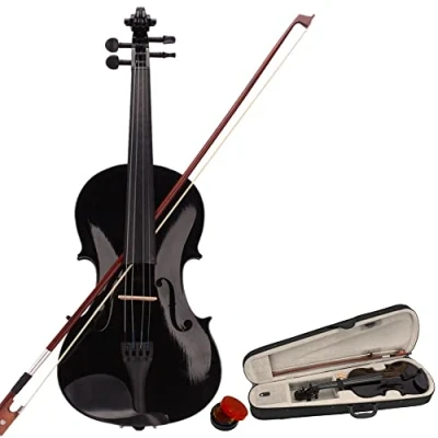 Image of 4/4 Full Size Acoustic Violin Fiddle Set for Adult Beginners Students with Case, Bow, Rosin (Black)