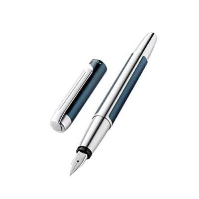 Image of Pelikan Pura 817165 Fountain Pen Petrol M Nib 1 Piece Including Large Cartridge Gemstone Ink® Sapphire