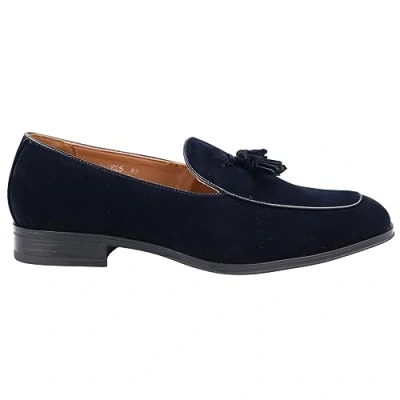 Image of Mens Suede Loafers Smart Casual Tassel Moccasins Slip On Dress Shoes Navy 7 UK