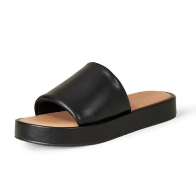 Image of Amazon Essentials Women&#039;s Slide Flatform Sandals, Black, 5 UK