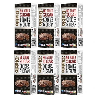 Image of Diablo Dark Cookies with Brownie filling covered in Chocolate No Added Sugar Sweetened Maltitol Perfect for Gifting 128g (Pack Of 6)