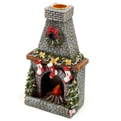 Image of Puckator Christmas Fireplace Backflow Incense Burner Home Zen Meditation Decor Accessories Waterfall Cone Spiritual Feng Shui Gothic Goth Relaxation Gifts Gift Desk Ornaments