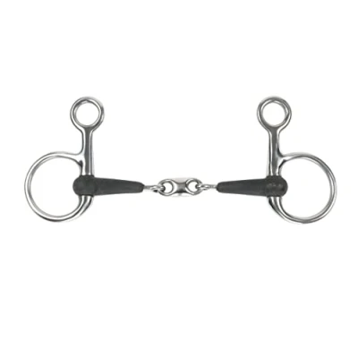Image of Shires Equikind+ Hanging Cheek Peanut Link Horse Bit in Black 5&quot;,