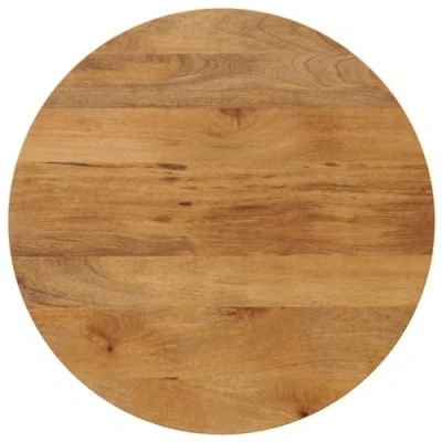 Image of vidaXL Solid Mango Wood Table Top 80x3.8cm Round Wooden Furniture Piece for Dining or Living Room, Rustic Replacement Surface, Brown