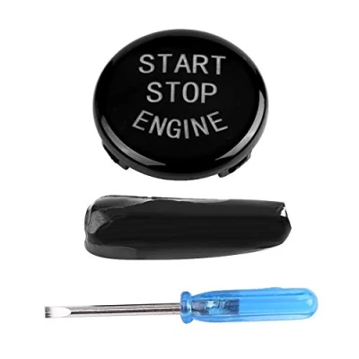 Image of Qiilu Engine Button Cover Car Start Stop Switch for 3 Series E90 E91 E92 E93 2005 2011 5 X1 E84 X3 E83 X5 E70 X6 E71 ABS Black (with Screw and Clay)