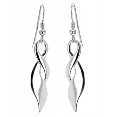 Image of Tuscany Silver Women&#039;s Sterling Twist Spoon Drop Earrings