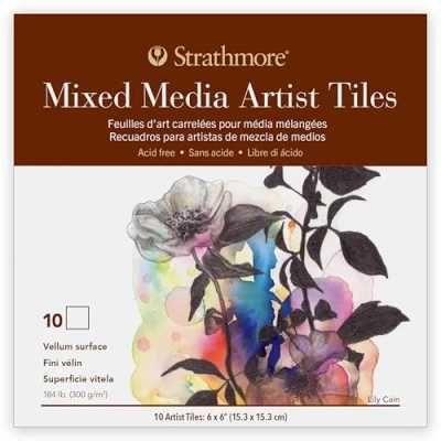 Image of Strathmore 400 Series Artist Tiles Mixed Media Paper Pad, Heavyweight (184lb/300g), Glue Binding, 10 Sheet, 6x6 inch, 1 Count