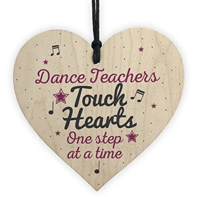 Image of RED OCEAN Gifts For Her Handmade Wooden Heart Thank You Dance Teacher Gift Birthday Friendship Sign