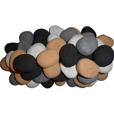 Image of 20 Gas Fire Replacement Ceramic small Pebbles Replacements/Bio Fuels/Ceramic/Boxed/Lot of colours CHOOSE (Mixed white/grey/beige) IN COALS 4 YOU PACKING (BEIGE)