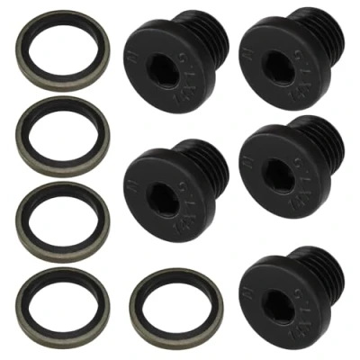 Image of LT Easiyl 5Pcs Black Car Sump Oil Drain Plug M14 x 1.5mm N 016 027 6 S Compatible with Audi VW Porsche Sealing Ring