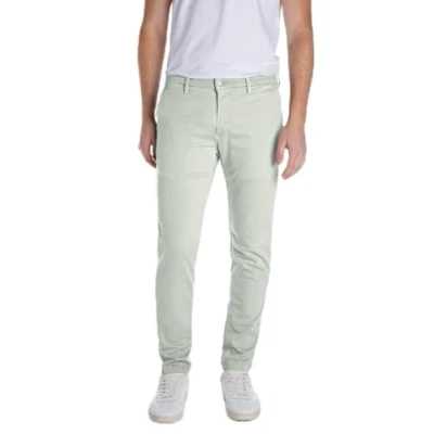 Image of Replay Men&#039;s Zeumar Hyperchino Color Xlite Jeans, 005 Light Mint, 32 W/32 L