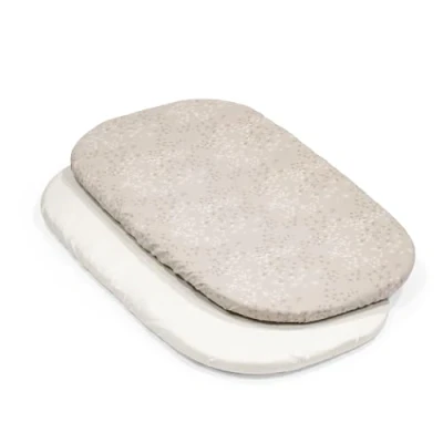 Image of Stokke Snoozi Fitted Sheets Includes 1 Dandelion Beige &amp; Vanilla Cream Made to Fit The Oval Mattress Soft, Organic Cotton Machine Washable