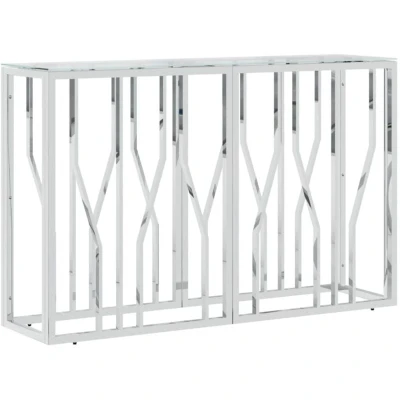 Image of vidaXL Console Table in Stainless Steel and Glass Versatile for Entryway, Sofa Side, TV Uses with Durable Material Modern Design