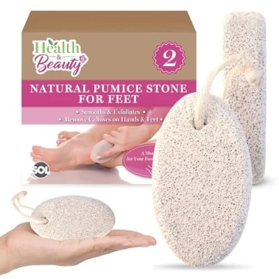 Image of 2pk Natural Pumice Stone for Feet Callus Remover Scrubber Dead Skin Stones Foot Hands Hard + SOL Sticker