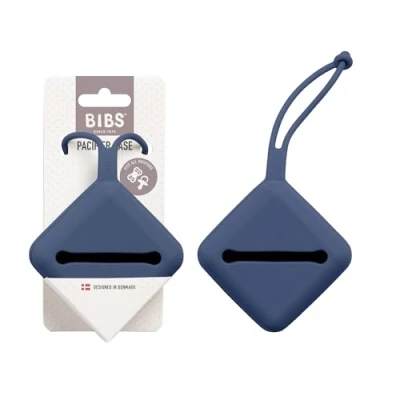Image of BIBS Pacifier Case with Strap, for Storing and Transporting Soothers, Can Hold up to Three Dummies, 100% BPA Free Food Grade Material. Steel Blue