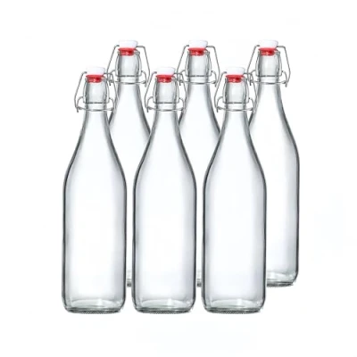 Image of Eidoct Clip Top Preserve Bottles 6PCS 1L Glass with Airtight Stoppers, Swing for Beer Brewing, Wine, Condiments, Beverages, Oil, Vinegar, Kombucha &amp; Water 1000ML/35oz