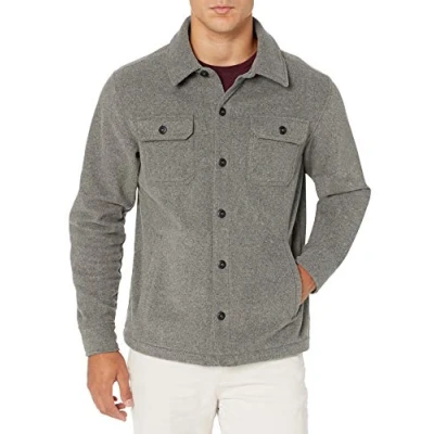 Image of Amazon Essentials Men&#039;s Long Sleeve Polar Fleece Shirt Jacket, Charcoal Heather, M