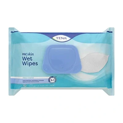 Image of TENA Wet Wipe with plastic lid
