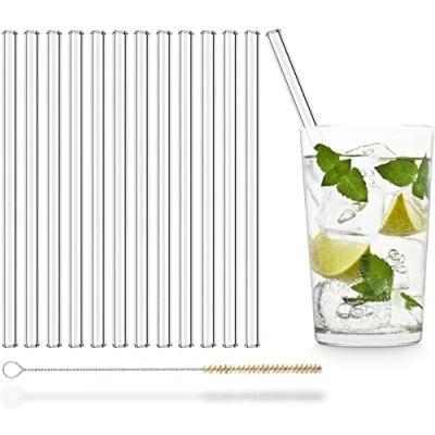 Image of Halm Glass Drinking Straws 12x 20 cm Budget Line Sipping Tubes Reusable Dishwasher Safe from Germany