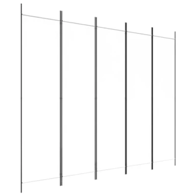 Image of vidaXL 5 Panel Room Divider in White 250x200 cm Foldable Fabric Screen For Separation, Sun Blocking Living Room, Bedroom