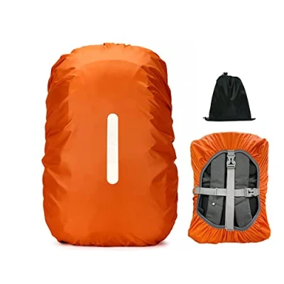 Image of LICQIC Waterproof Rain Cover for Backpack, Reflective Rucksack Outdoor, Hiking, Camping, Traveling, Cycling (Orange S 30L 40L)