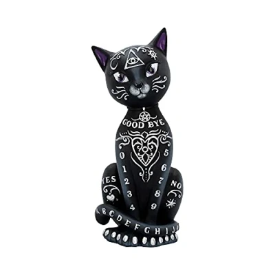 Image of Nemesis Now Mystic Kitty Figurine 26cm, Resin, Black, Spirit Board Cat, Baroque Design Planchette, Cast in the Finest Painstakingly Hand Painted