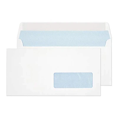 Image of Blake Purely Everyday DL 110 x 220 mm 100 gsm Right Hand Window Peel &amp; Seal Wallet Envelopes (25885RH) White Pack of 500