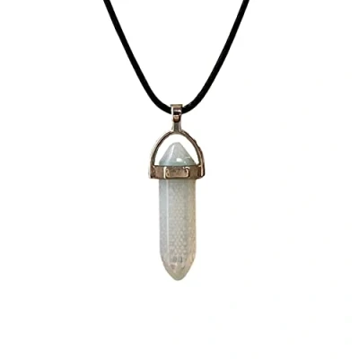 Image of VIE Double Point Pencil Pendant, Black String (Opalite)