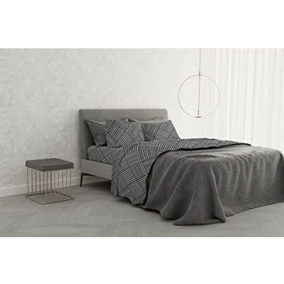 Image of Italian Bed Linen MB Home Basic “Dafne Sheet Set, Citylife Grey, Double