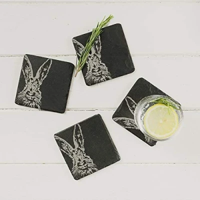 Image of The Just Slate Company Set of 4 Hare Coasters